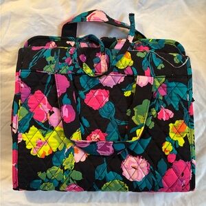 NWT Vera Bradley Black and Pink Floral Hanging Toiletries Bag & small makeup bag